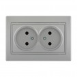 Розетка без заземления двойная керамика Lezard Mira 701-1010-128 серебро