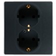 Розетка без заземления со шторками двойная немецкий стандарт Legrand Etika 672633 антрацит