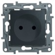 Розетка без заземления со шторками Legrand Etika 672634 антрацит