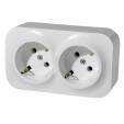 Розетка с заземлением без шторок двойная Legrand Quteo 782213(243)