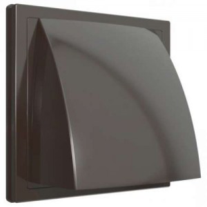 Решетка вентиляционная фасадная 170*170 мм с клапаном и фланцем 100 мм. Storm KF1717F100 коричневая