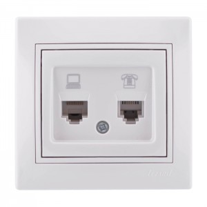 Розетка компьютер+телефон RJ45 CAT5 +RJ11 разъем Lezard Mira 701-0202(0303)-143