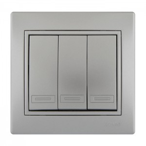 Выключатель трехклавишный Lezard Mira 701-1010-109 серебро