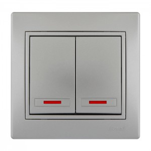 Выключатель двухклавишный с подсветкой Lezard Mira 701-1010(3030)-112