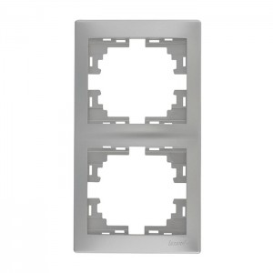 Рамка 2 поста вертикальная Lezard Mira 701-1010-152 серебро