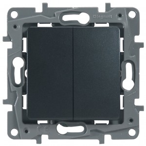 Выключатель двухклавишный Legrand Etika 672612 антрацит