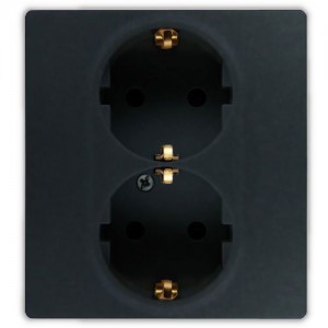 Розетка без заземления со шторками двойная немецкий стандарт Legrand Etika 672633 антрацит Розетка без заземления со шторками двойная немецкий стандарт Legrand Etika 672633 антрацит