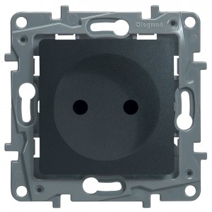 Розетка без заземления со шторками Legrand Etika 672634 антрацит