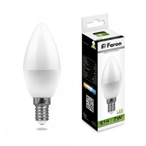 Лампа светодиодная Feron LB-97 7W LED E14 4000K свеча