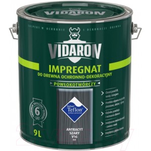 Пропитка для дерева Vidaron Impregnat V16 серый антрацит, 9 л